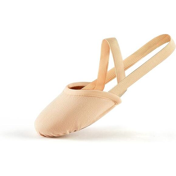 New Sangeeson Womens Medium Tan Half Sole Stretch Canvas Ballet Dance Shoes - Picture 1 of 5